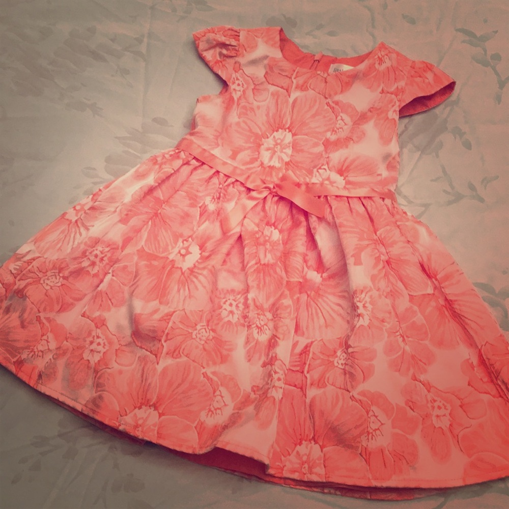 US ANGELS Little Angels Peach Floral Dress Size 24mo